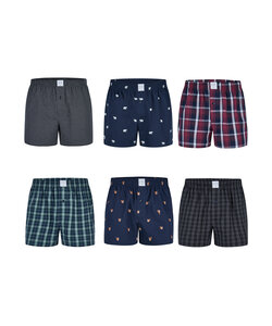 MG-1 Wijde Boxershorts Heren 6-Pack Multipack D410 Groen/Blauw/Zwart