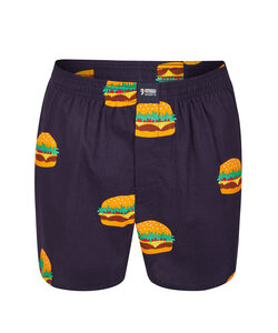 Happy Shorts X Men's Wide Boxer Shorts With Inner Briefs Burger Print