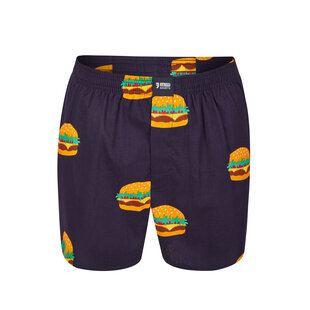 Happy Shorts X Men's Wide Boxer Shorts With Inner Briefs Burger Print