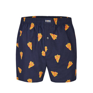 Happy Shorts X Men's Wide Boxer Shorts With Inner Briefs Pizza Print