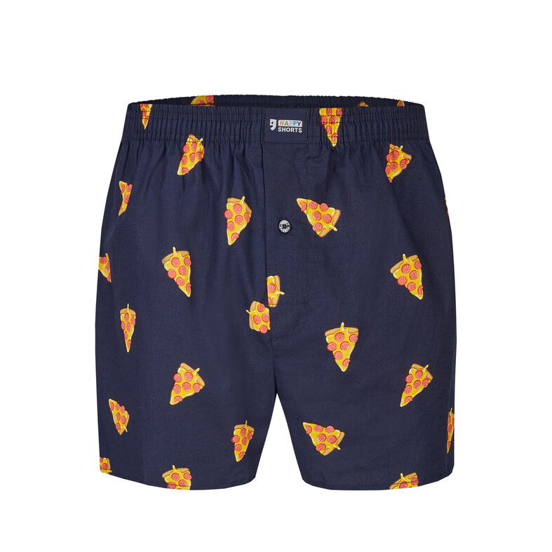 Happy Shorts Happy Shorts X Men's Wide Boxer Shorts With Inner Briefs Pizza Print