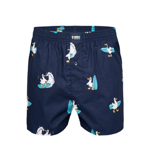 Happy Shorts X Heren Wijde Boxershort Met Binnenbroek Surfende Zeemeeuw Print