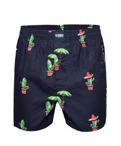 Happy Shorts X Men's Wide Boxer Shorts With Inner Briefs Cactus Print