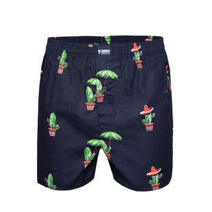 Happy Shorts X Men's Wide Boxer Shorts With Inner Briefs Cactus Print