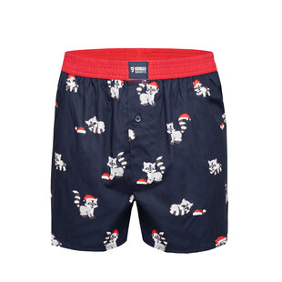 Happy Shorts X Men's Wide Boxer Shorts With Inner Briefs Christmas Raccoon Print