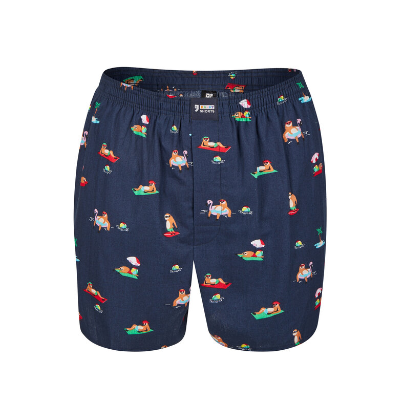 Happy Shorts Happy Shorts X Heren Wijde Boxershort Met Binnenbroek Luiaard Print