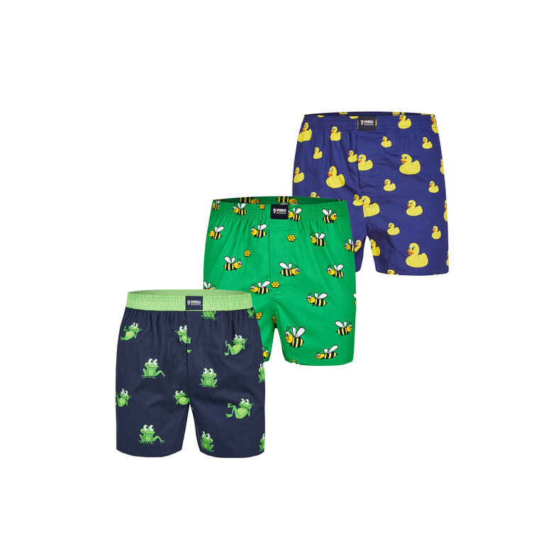 Happy Shorts Happy Shorts X Heren Wijde Boxershort Met Binnenbroek Kikker/Eend/Bij Print 3-Pack