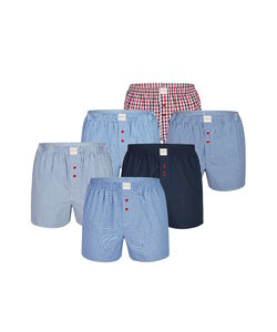 Phil & Co 6-Pack Wijde Boxershorts Heren Geweven Katoen Classic Multipack 6-Pack