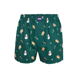 Happy Shorts Wide Christmas Boxer Shorts Men's Snowman + Gingerbread Green