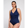 Ten Cate Ten Cate Ladies Swimsuit Soft Cup Buckle V-Neck Dark Blue Animal Print