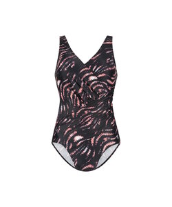 Ten Cate Dames Corrigerend Badpak Soft Cup Tie Dye Zwart/Roze