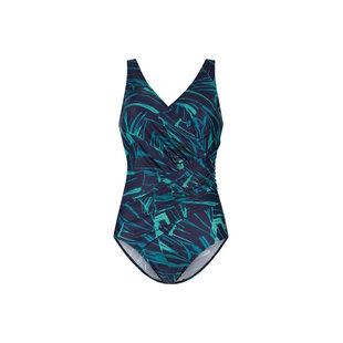 Ten Cate Dames Corrigerend Badpak Soft Cup Donkerblauw Bladeren Print