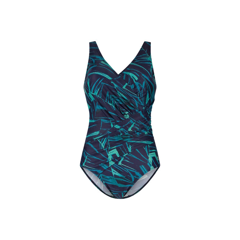 Ten Cate Ten Cate Dames Corrigerend Badpak Soft Cup Donkerblauw Bladeren Print