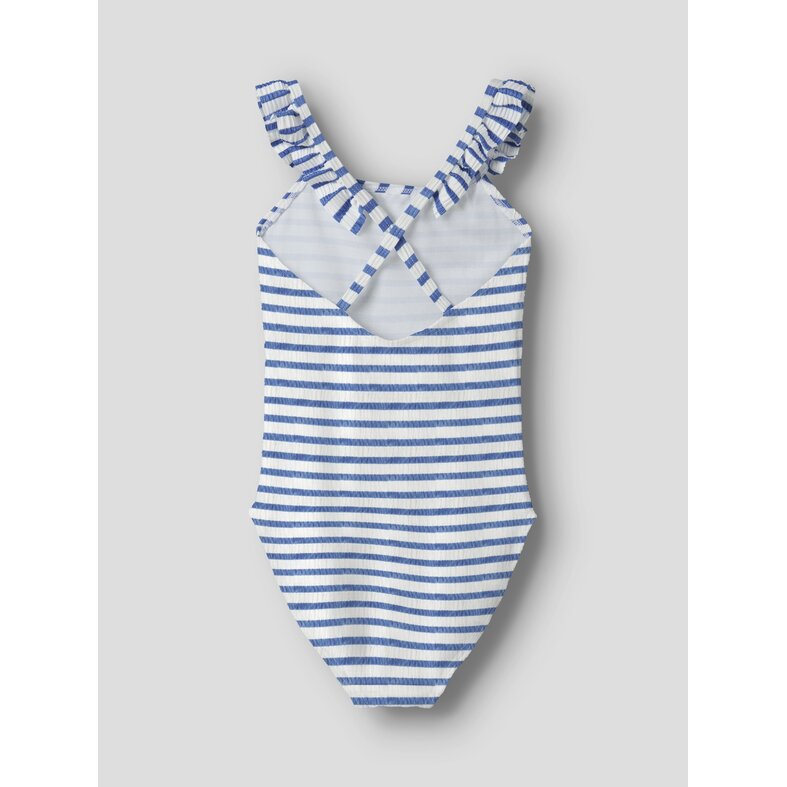 Name It Name It Meisjes Badpak NKFZIPPA Blauw/Wit Gestreept