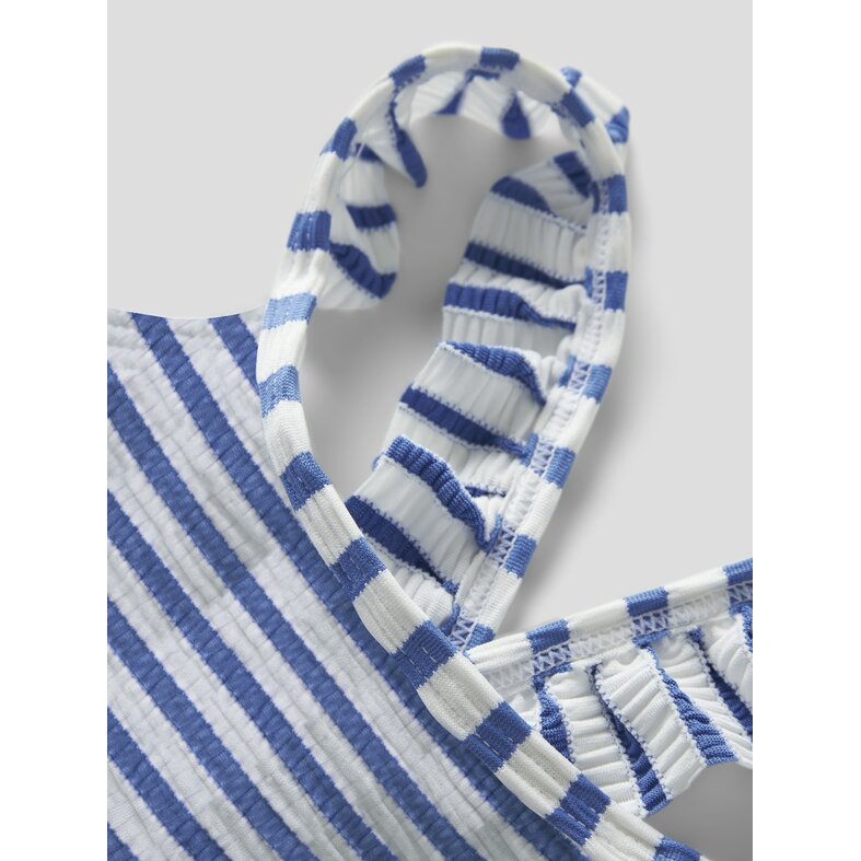 Name It Name It Meisjes Badpak NKFZIPPA Blauw/Wit Gestreept