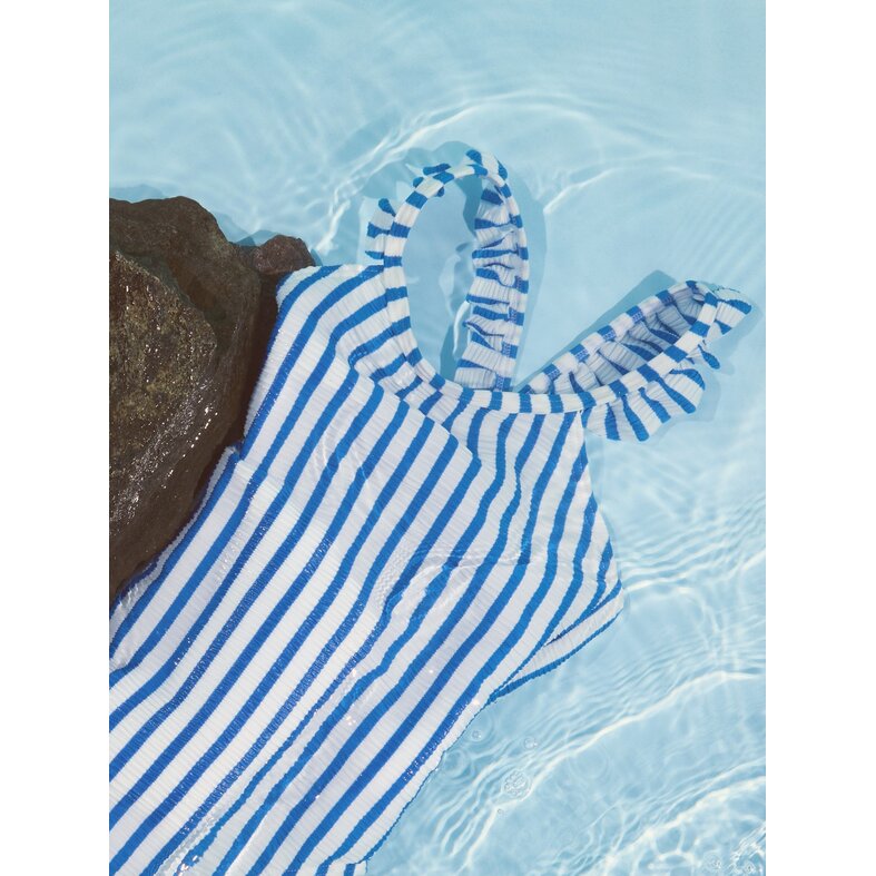 Name It Name It Meisjes Badpak NKFZIPPA Blauw/Wit Gestreept