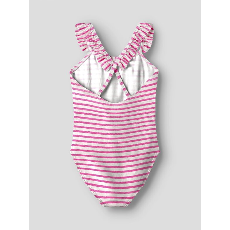 Name It Name It Meisjes Badpak NKFZIPPA Roze/Wit Gestreept
