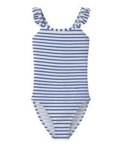 Name It Meisjes Badpak NKFZIPPA Blauw/Wit Gestreept