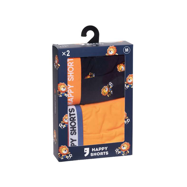 Happy Shorts Happy Shorts Heren Boxershorts Holland Oranje 2-Pack Oranje Leeuw