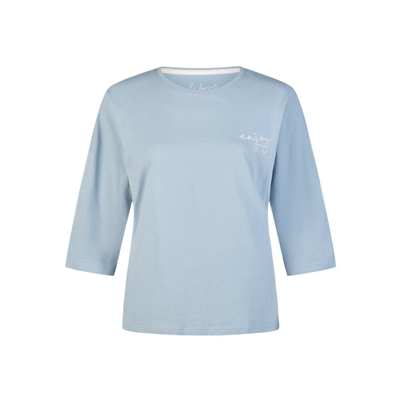 By Louise By Louise Dames Pyjama Set Lang/Driekwart Mouw Lichtblauw/Wit Gebloemd