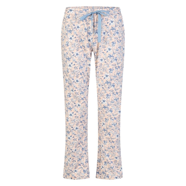 By Louise By Louise Dames Pyjama Set Lang/Driekwart Mouw Lichtblauw/Wit Gebloemd