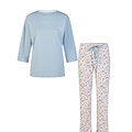 By Louise By Louise Ladies Pyjama Set Long/Three Quarter Sleeve Light Blue/White Floral