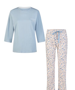 By Louise Ladies Pyjama Set Long/Three Quarter Sleeve Light Blue/White Floral