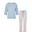 By Louise By Louise Ladies Pyjama Set Long/Three Quarter Sleeve Light Blue/White Floral