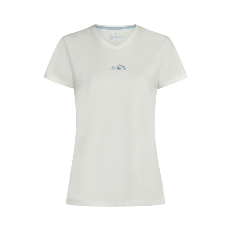 By Louise By Louise Dames Korte Pyjama Set Shortama Wit/Lichtblauw Gebloemd