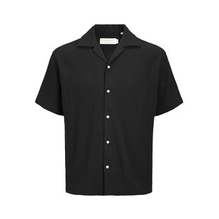 Jack & Jones Men's Blouse JJECOBA Short Sleeve Plain Black