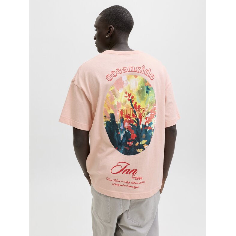 Jack & Jones Jack & Jones Men's Backprint T-Shirt JORMONTAUK Floral Pink/Multicolor