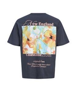 Jack & Jones Men's Backprint T-Shirt JORMONTAUK Floral Dark Gray Blue/Multicolor