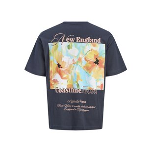 Jack & Jones Men's Backprint T-Shirt JORMONTAUK Floral Dark Gray Blue/Multicolor