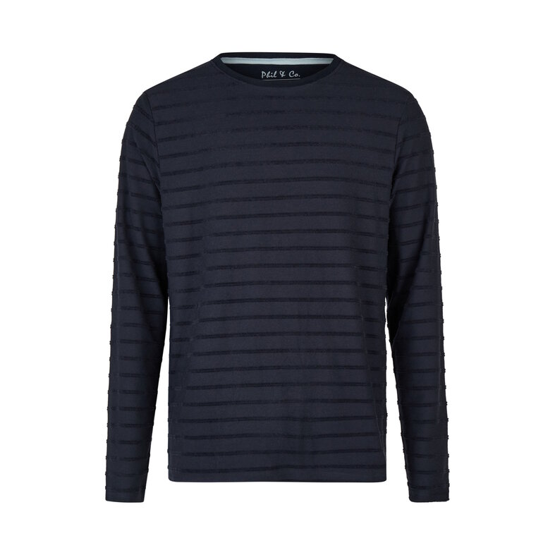 Phil & Co Phil & Co Men's Long Pyjama Set Dark Blue/Gray Striped