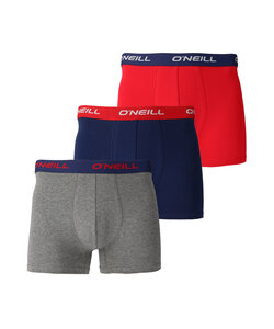 O'Neill Men's Boxer Shorts Trunks Plain 3-Pack Gray/Blue/Red