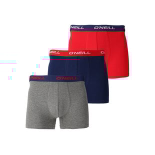 O'Neill Men's Boxer Shorts Trunks Plain 3-Pack Gray/Blue/Red