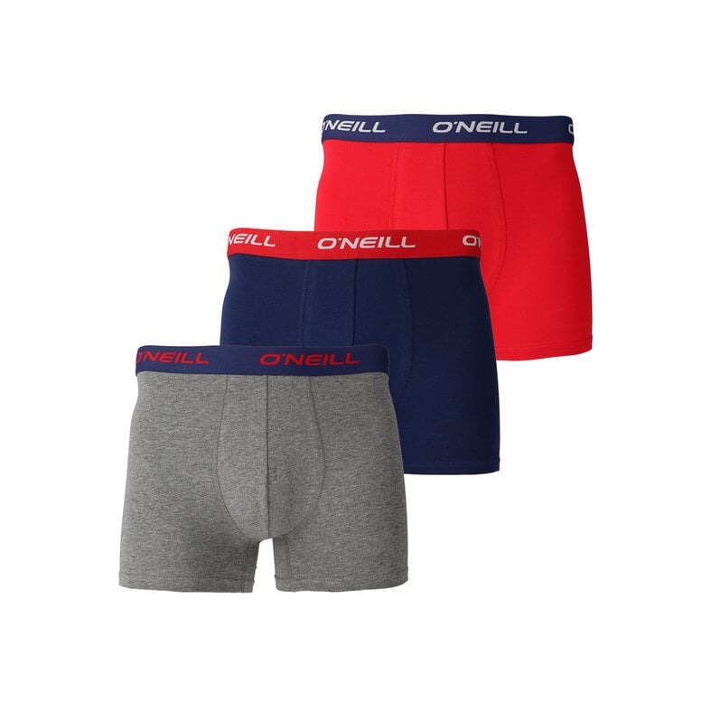 O'Neill O'Neill Men's Boxer Shorts Trunks Plain 3-Pack Gray/Blue/Red