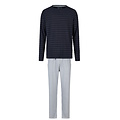 Phil & Co Phil & Co Men's Long Pyjama Set Dark Blue/Gray Striped