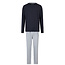 Phil & Co Phil & Co Heren Lange Pyjama Set Donkerblauw/Grijs Gestreept