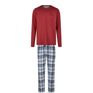 Phil & Co Heren Lange Pyjama Set Rood/Blauw Geruit