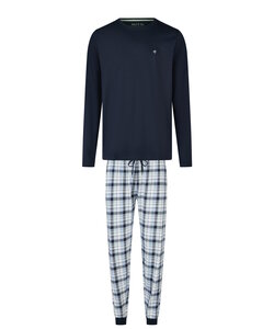 Phil & Co Heren Lange Pyjama Set Blauw Geruit