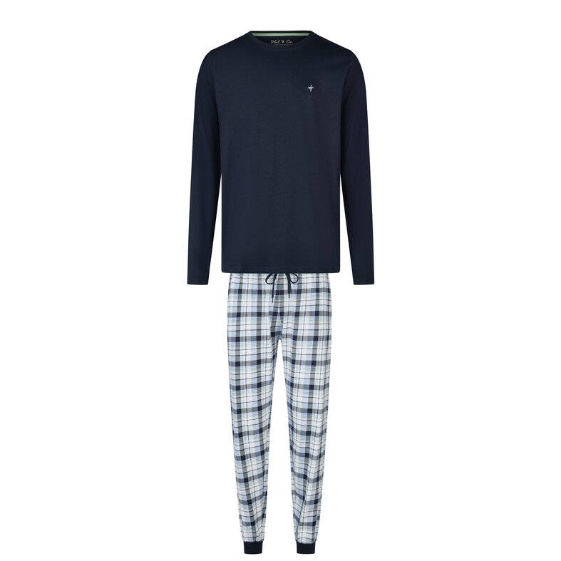 Phil & Co Phil & Co Men's Long Pyjama Set Blue Checkered