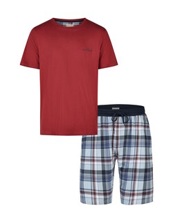 Phil & Co Men's Short Pants Short Pajama Set Red/Blue Checkered