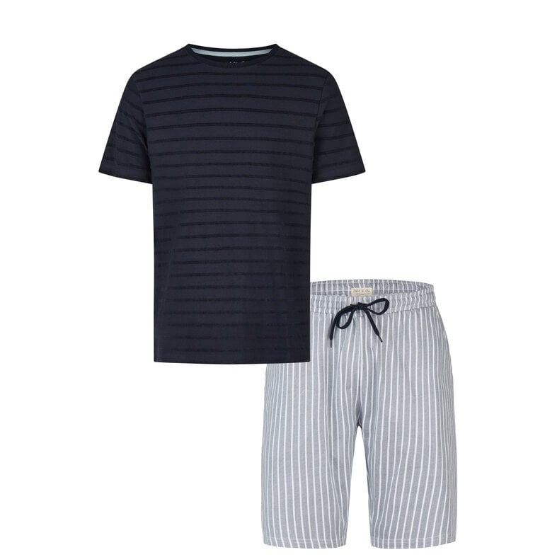 Phil & Co Phil & Co Men's Short Pants Short Pajama Set Dark Blue/Gray Striped