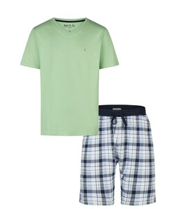 Phil & Co Men's Short Pants Short Pajama Set Green/Blue Checkered