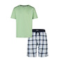 Phil & Co Phil & Co Heren Shortama Korte Pyjama Set Groen/Blauw Geruit