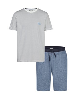 Phil & Co Men's Short Pajama Short Pajama Set Gray Striped