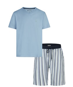 Phil & Co Men's Short Pants Short Pajama Set Blue Striped