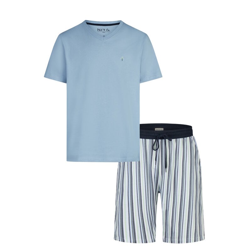 Phil & Co Phil & Co Men's Short Pants Short Pajama Set Blue Striped