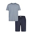 Phil & Co Phil & Co Heren Shortama Korte Pyjama Set Grijs/Donkerblauw Gestreept